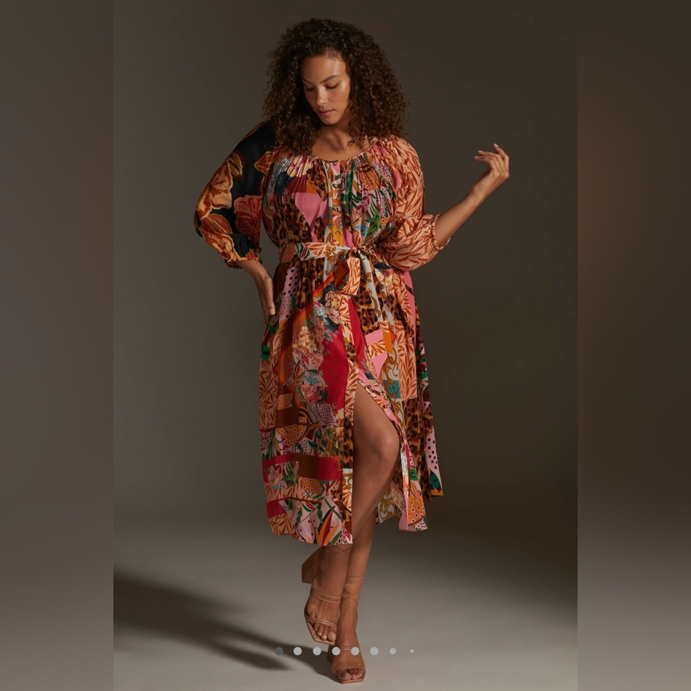 Anthropologie Geisha Designs Button Front Midi Dress -Size M